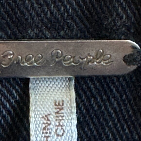 Free People Knit Hooded Denim Jacket Pumice Black Size L Distressed Women’s - Picture 11 of 14